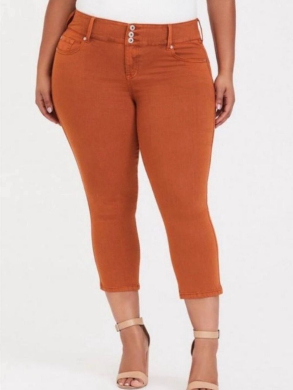 Torrid Burnt Orange Rust Jegging Crop Pants Plus Size 18 3-Button Fly Whimsigoth